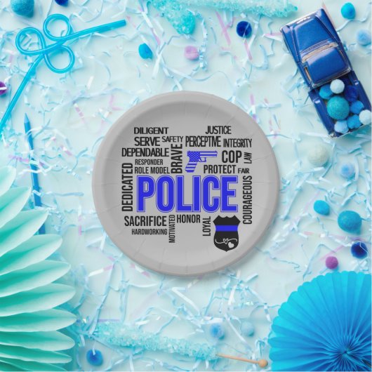 Polizei mit beschreibenden Worten Party-Tellern Pappteller (Party)