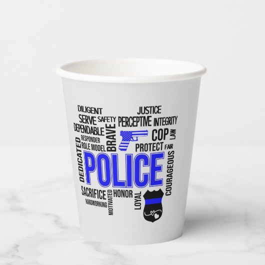Polizei mit deskriptiven Worten Party Cups Pappbecher (Vorderseite)