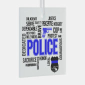 Polizei mit Words Glass Ornament (Vorderseite Rechts)