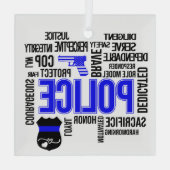 Polizei mit Words Glass Ornament (Rückseite)