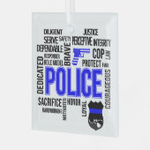 Polizei mit Words Glass Ornament Aus Glas (Vorderseite links)