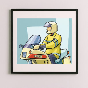 Polizei-Motorrad-Offizier Strafverfolgung Poster