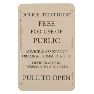 Polizei-Öffentliche-Anruf-Telefonzelle Hinweis Magnet