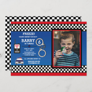 Polizei-Offizier-Geburtstags-Party-Detektiv-Foto Einladung