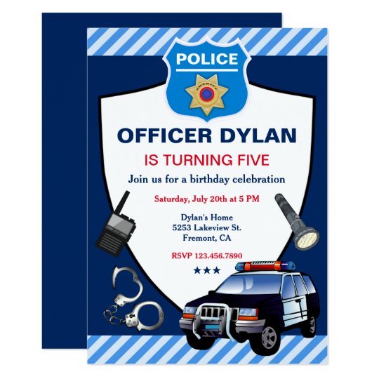 Polizei Offizier Kindergeburtstag Party Einladung Zazzle De