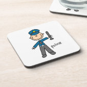 Polizei-Offizier-Strichmännchen Getränkeuntersetzer (Linke Seite)