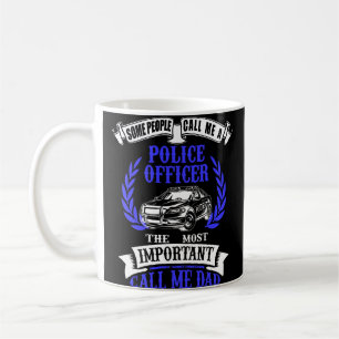 Polizei-Offizier-Vater-Auto-Weiß u. Blau Kaffeetasse