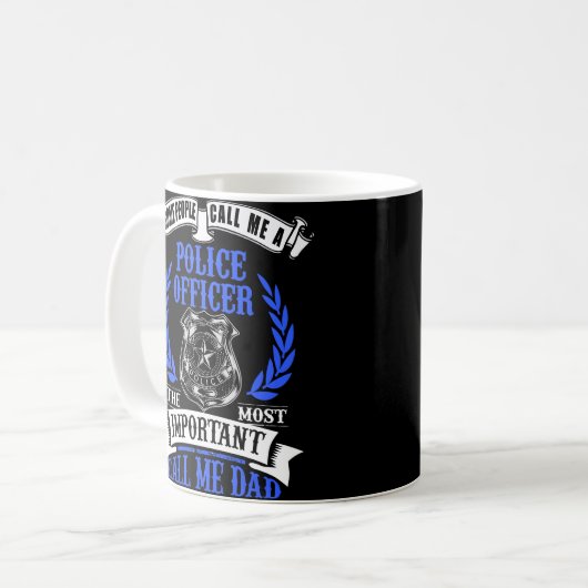 Polizei-Offizier-Vater-Schild-Abzeichen Kaffeetasse (Vorderseite Links)