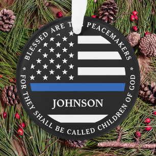 Polizei Personalisierter Cop Gesegnet Dünne Blaue Ornament