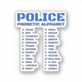 Polizei Phonetic Alphabet Aufkleber (Vorderseite)