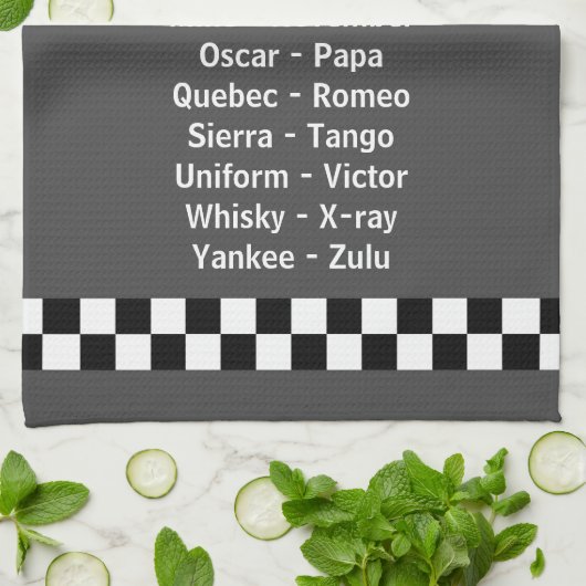 Polizei Phonetisch Alphabet Charcoal Grau Geschirrtuch (Gefaltet)