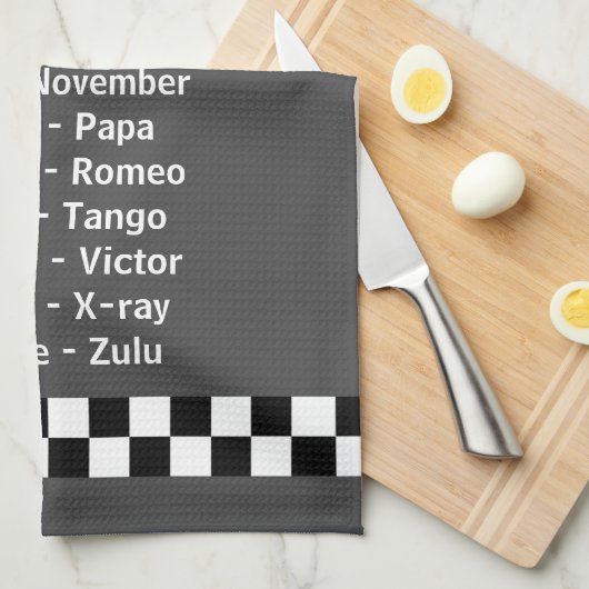 Polizei Phonetisch Alphabet Charcoal Grau Geschirrtuch (Viertel Falte)