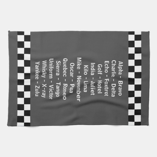 Polizei Phonetisch Alphabet Charcoal Grau Geschirrtuch (Horizontal)