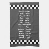 Polizei Phonetisch Alphabet Charcoal Grau Geschirrtuch (Vertikal)