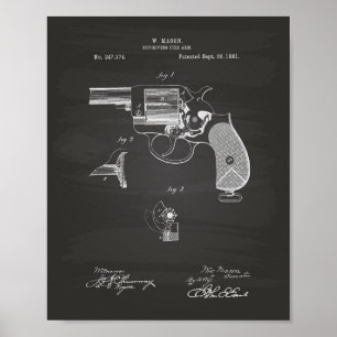 Polizei Pistole 1881 Patent Kunst - Schultafel Poster