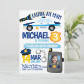 Polizei-Polizist-Polizist-Geburtstags-Party Einladung (Stehend Vorderseite)