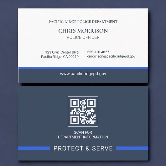 Polizei QR-Code Thin Blue Line Visitenkarte