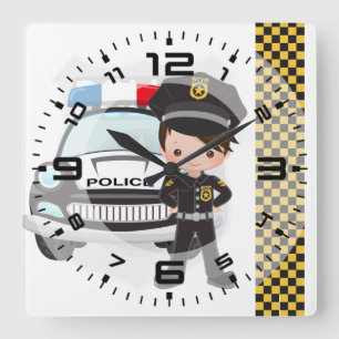 Polizei Quadratische Wanduhr