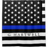 Polizei redete amerikanische Flaggen-individuellen Duschvorhang (Vorderseite)