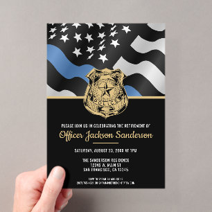 Polizei-Ruhestand Thin Blue Line Strafverfolgung Acryleinladungen