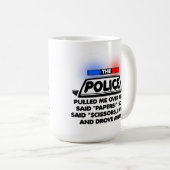 Polizei Schere Stein Lustiger Becher Kaffeetasse (VorderseiteRechts)
