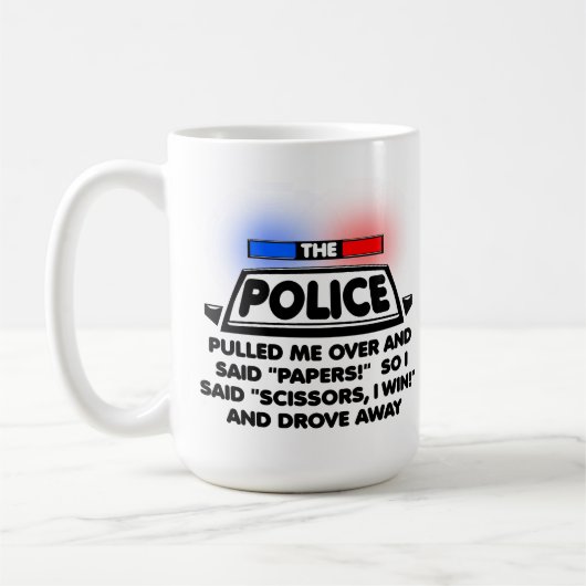 Polizei Schere Stein Lustiger Becher Kaffeetasse (Links)