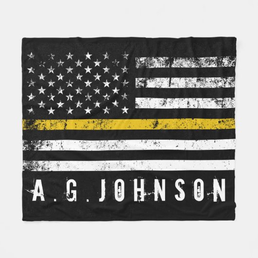 Polizei schickt | dünne Goldlinie Flagge Fleecedecke (Vorderseite (Horizontal))