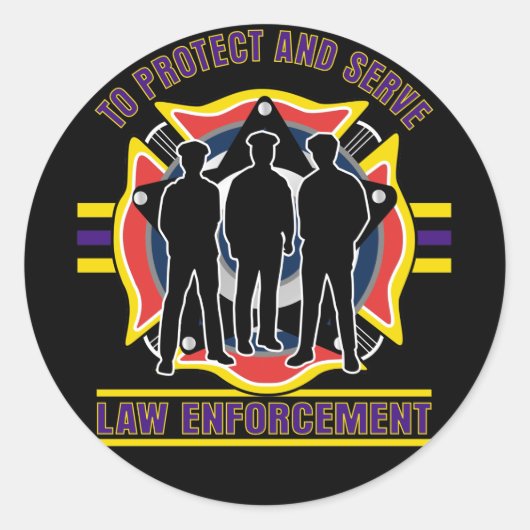 Polizei schützen und bedienen runder aufkleber (Vorderseite)
