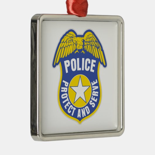 Polizei schützt und dient Abzeichen Silbernes Ornament (Rechts)
