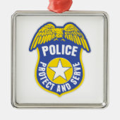 Polizei schützt und dient Abzeichen Silbernes Ornament (Vorne)