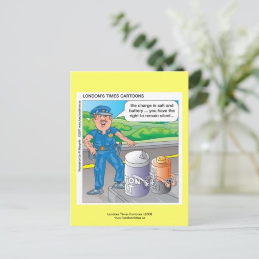 Polizei-Spaß-Angriff und Batterieladung-Funny-Post Postkarte (Stehend Vorderseite)