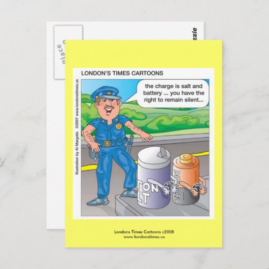 Polizei-Spaß-Angriff und Batterieladung-Funny-Post Postkarte (Vorne/Hinten)