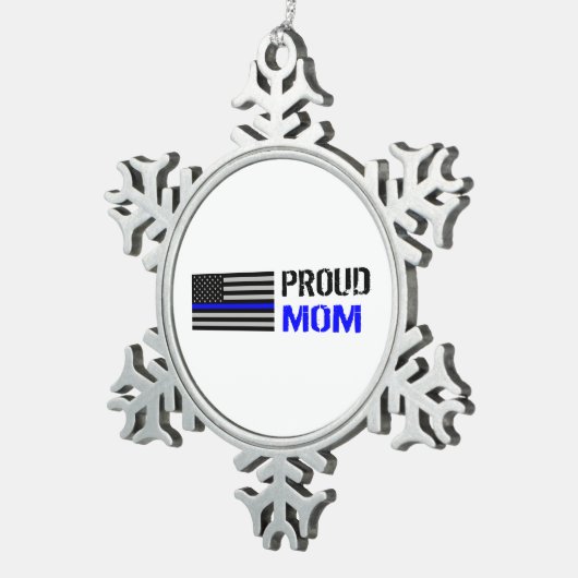 Polizei - stolze Polizei-Mama Schneeflocken Zinn-Ornament (Rechts)