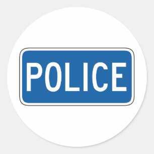 Polizei-Straßenschild Runder Aufkleber