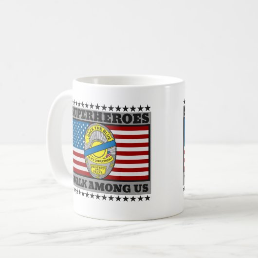Polizei-Superheld-Weg unter uns Kaffeetasse (Vorderseite Links)