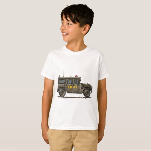 Polizei-SWAT-Team-Hummer-Gesetzesvollstreckung T-Shirt (Vorne ganz)