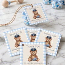 Polizei-Teddybär-Gingham-Baby-Party