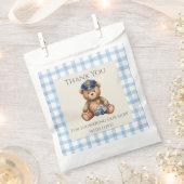Polizei-Teddybär-Gingham-Baby-Party Geschenktütchen (Ausgeschnitten)
