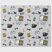Polizei Thema Polizist Cop Muster Geschenkpapier (Flach)