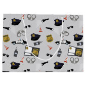 Polizei Thema Polizist Cop Muster Große Geschenktüte (Rückseite)