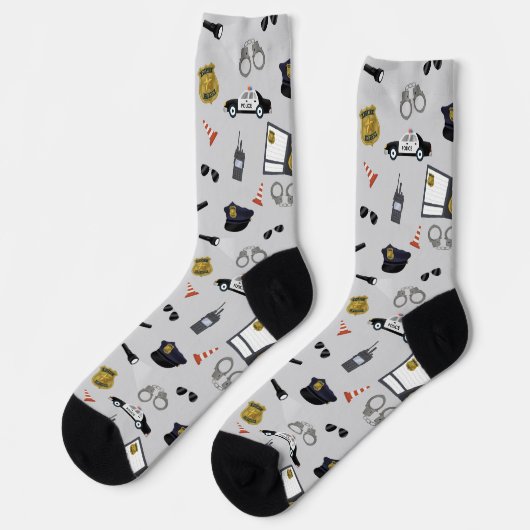 Polizei Thema Polizist Cop Muster Socken (Linkes Detail)