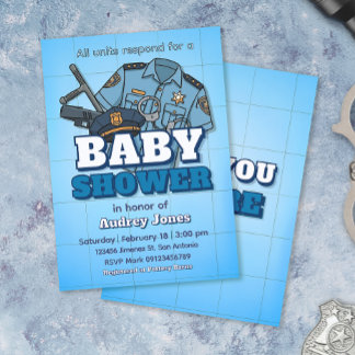Polizei-Themen-Baby-Party Einladung