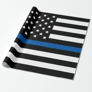 Polizei Thin Blue Line American Flag Geschenkpapier