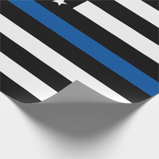 Polizei Thin Blue Line American Flag Geschenkpapier (Ecke)