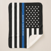 Polizei Thin Blue Line American Flag Monogram Smal Sherpadecke (Vorderseite)