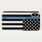 Polizei Thin Blue Line American Flag Name Case-Mate iPhone Hülle (Rückseite (Horizontal))