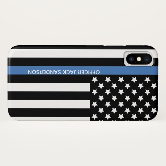 Polizei Thin Blue Line American Flag Name Case-Mate iPhone Hülle (Rückseite (Horizontal))