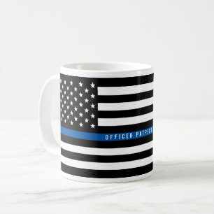 Polizei Thin Blue Line American Flag Name Kaffeetasse