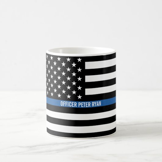 Polizei Thin Blue Line American Flag Name Kaffeetasse (Mittel)