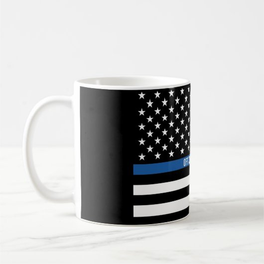 Polizei Thin Blue Line American Flag Name Kaffeetasse (Links)